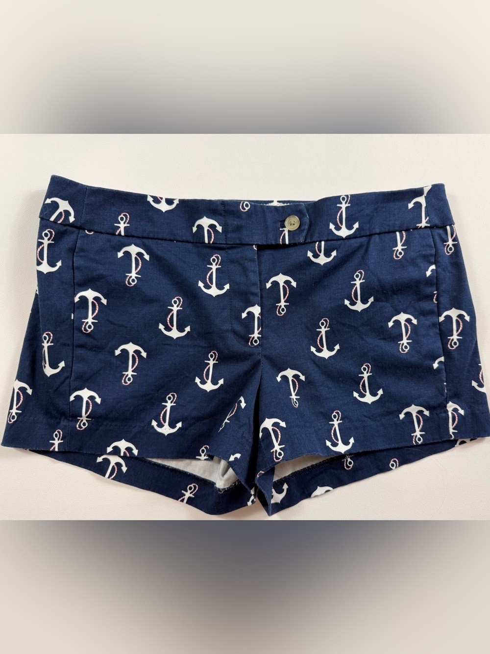 J.Crew Nautical Anchor Shorts Size 4 Coastal Preppy Resort Summer Hamptons Chino